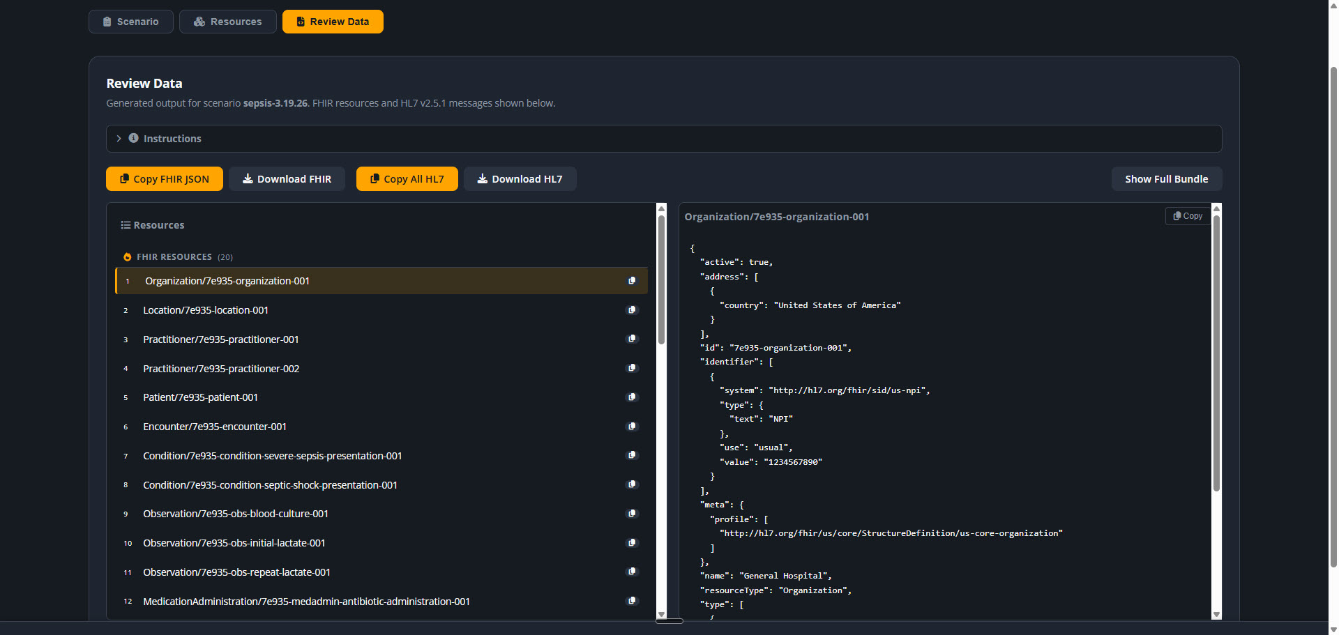 Review FHIR and HL7v2 Resources screenshot